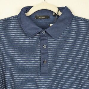 HEDGE Men's Blue White Stripe Long Sleeve Polo Shirt Preppy Yacht Club‎ NEW